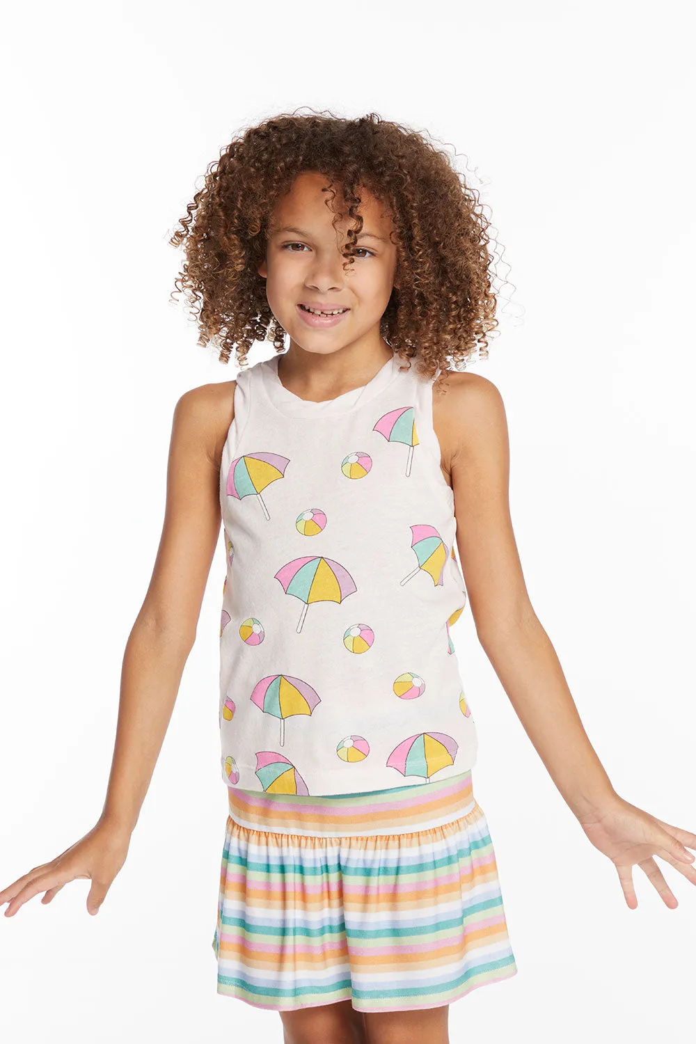 Beach Balls & Umbrellas Girls Tank Top