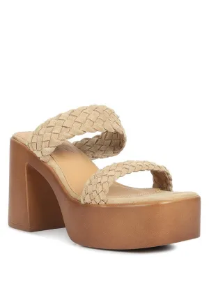 Beige Misaki Braided Detail Chunky Sandals