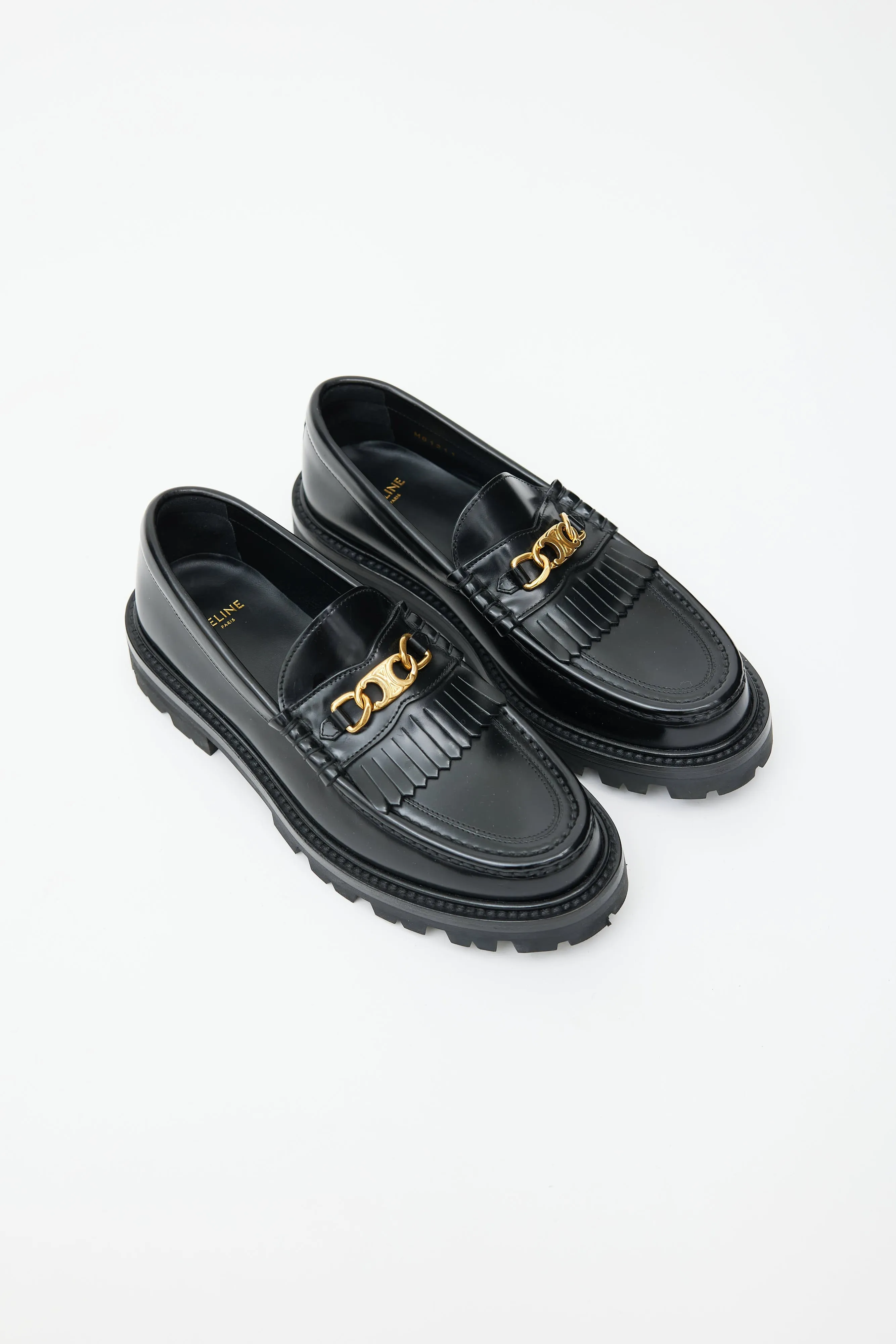 Black Leather & Gold Triomphe Margaret Loafer