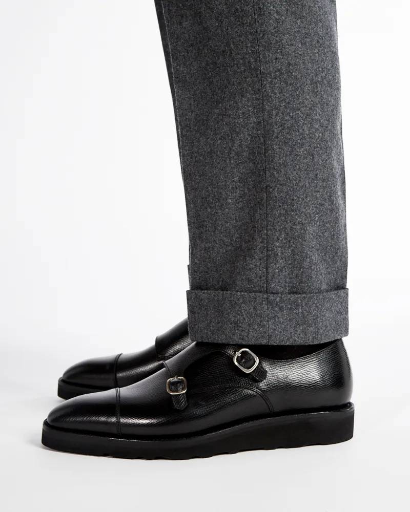 Black Lightweight Monk Strap Shoe