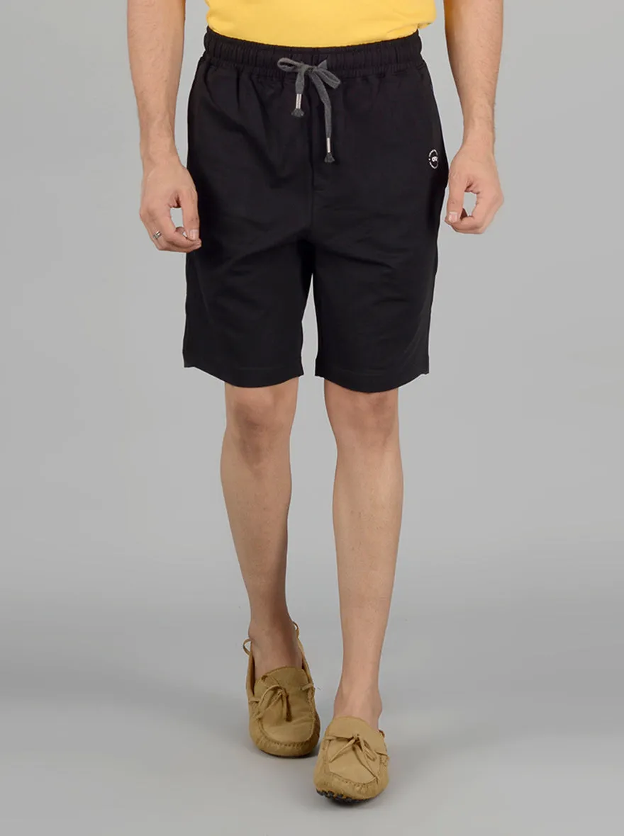 Black Solid Regular Fit Shorts | JadeBlue