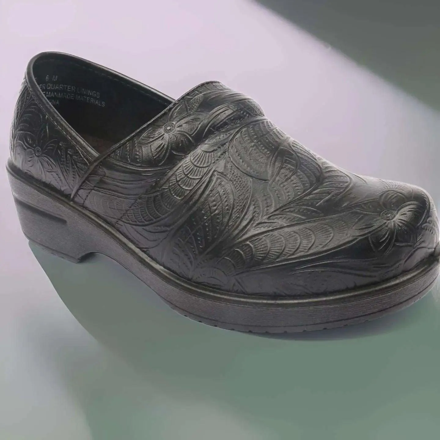 Black Tooled Nursing Clogs