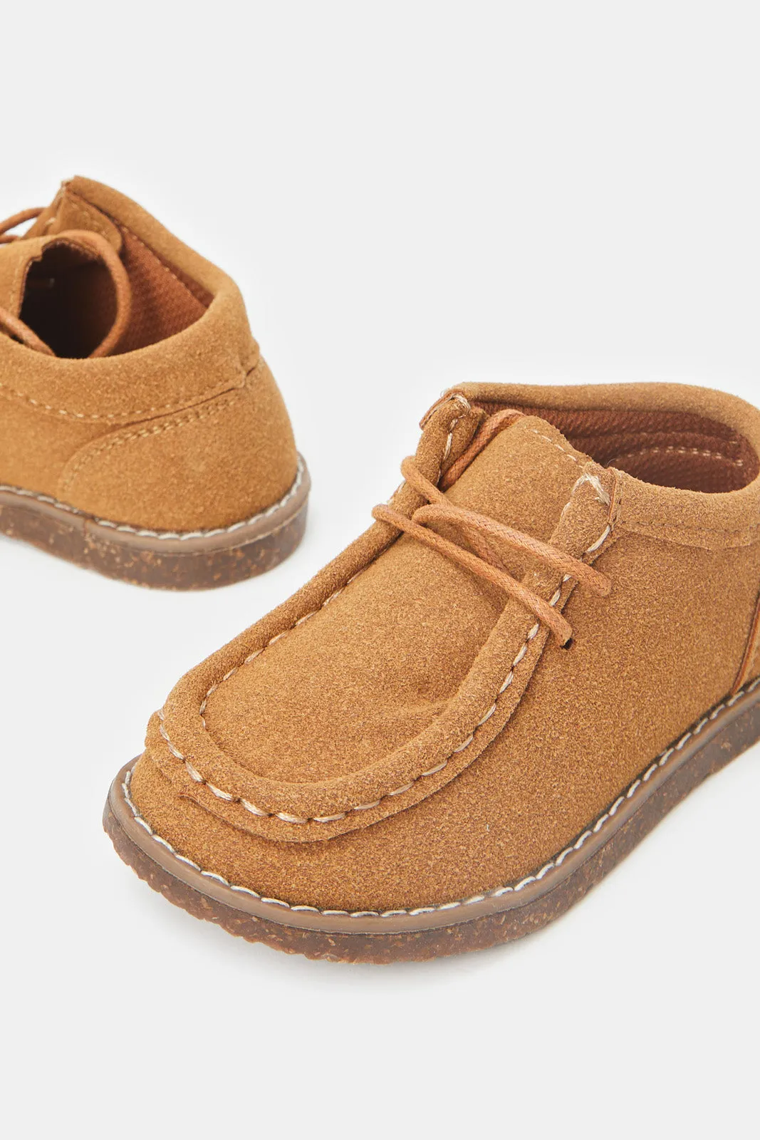 Boys Tan Apron Toe Loafers