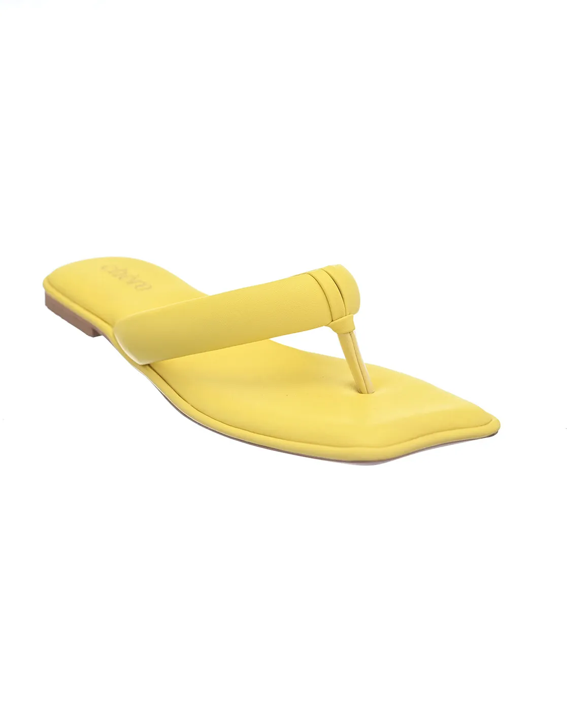 Bright Citrus Square Toe Flats for Women