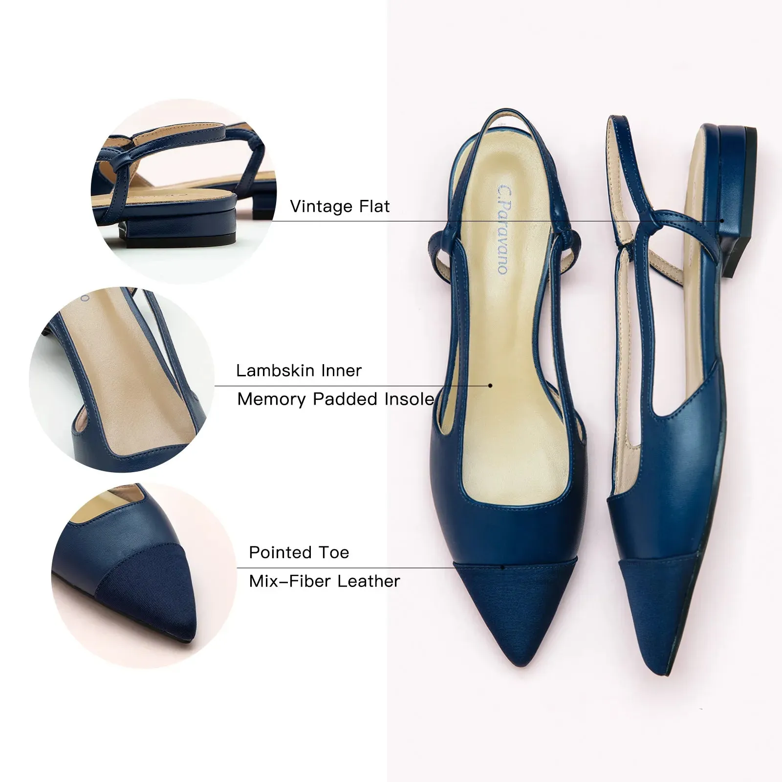 Cap-Toe Slingback Flats (Freya)