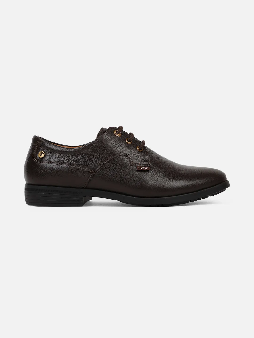 Ezok Men Brown Leather Formal