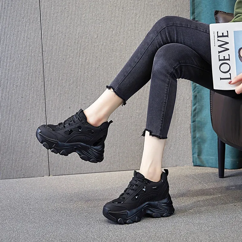 Joskaa 2024 New Comfortable Black Platform Sneakers