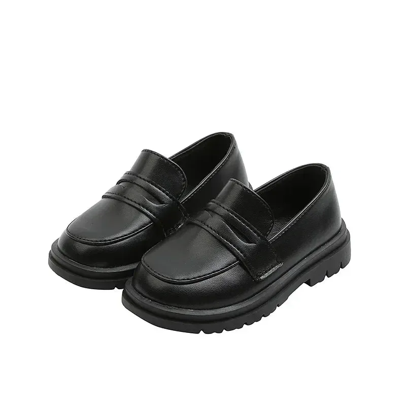 Kids' PU Leather Slip-On Loafers | Boys' & Girls' Stylish Casual Shoes - Black & Brown