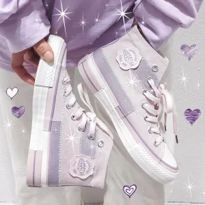 Lavender Harajuku High Top Cut Canvas Shoe