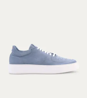 Lightweight Travel Sneaker in Light Blue Suede