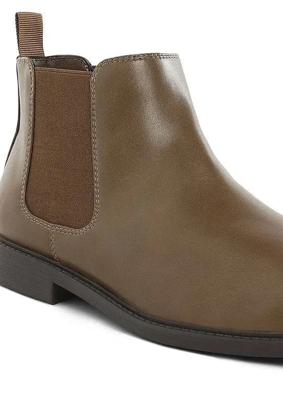 Men's Faux Leather Slip-On Ankle Boots