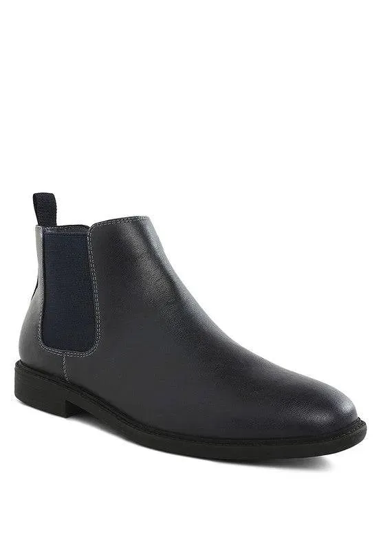 Men's Faux Leather Slip-On Ankle Boots