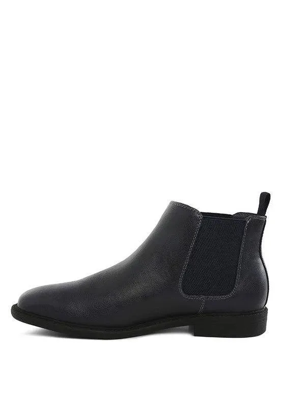 Men's Faux Leather Slip-On Ankle Boots