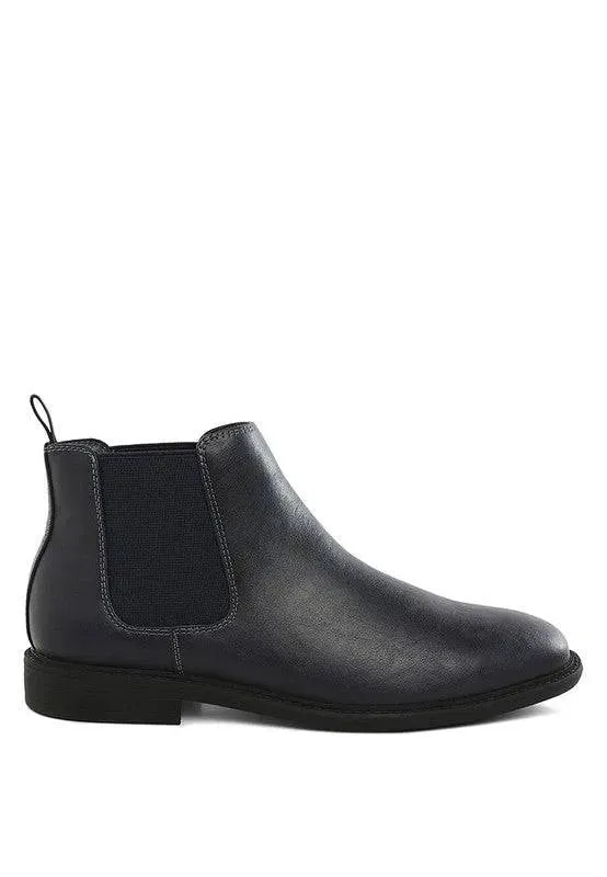 Men's Faux Leather Slip-On Ankle Boots