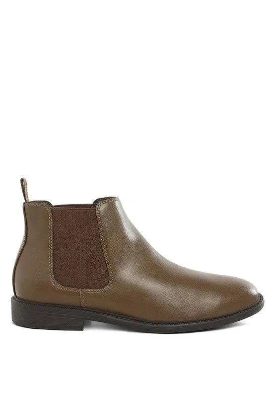 Men's Faux Leather Slip-On Ankle Boots