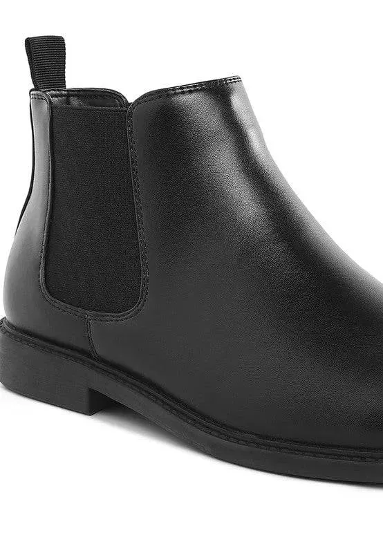 Men's Faux Leather Slip-On Ankle Boots