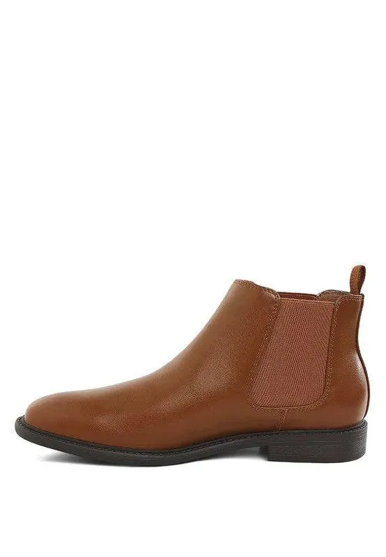 Men's Faux Leather Slip-On Ankle Boots