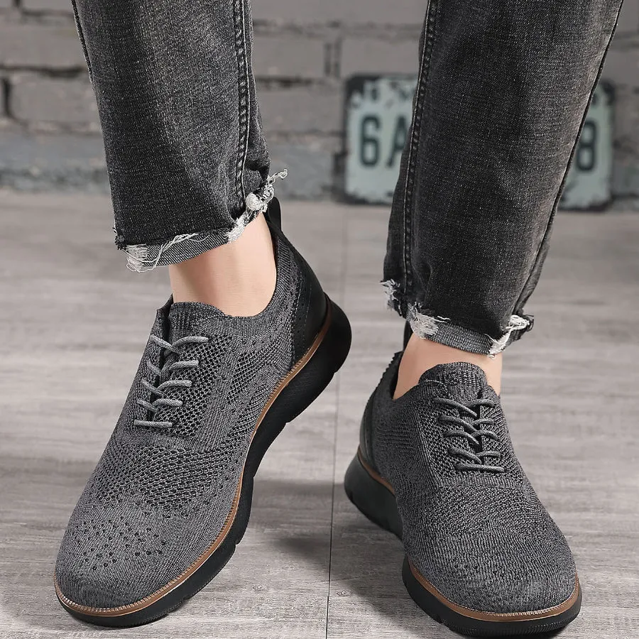 Men's lace Up Casual Shoes Oxford Knitted Breathable Lightweight Comfortable Walking Business Dress Sneakers