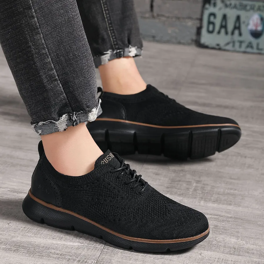 Men's lace Up Casual Shoes Oxford Knitted Breathable Lightweight Comfortable Walking Business Dress Sneakers