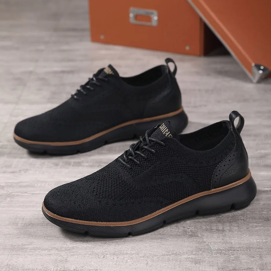 Men's lace Up Casual Shoes Oxford Knitted Breathable Lightweight Comfortable Walking Business Dress Sneakers