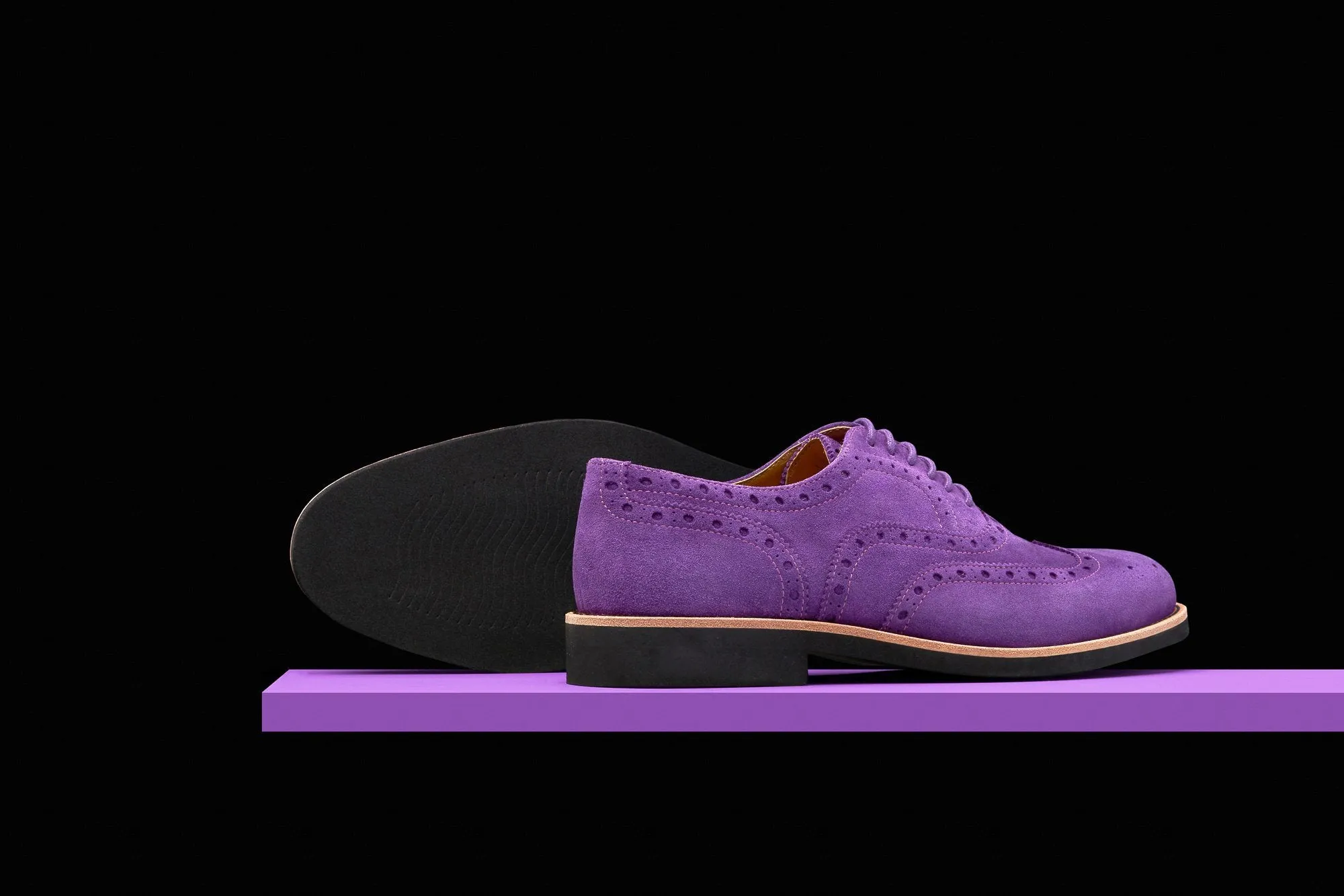 Mens Purple & Black Suede Wingtip Dress Shoes 333