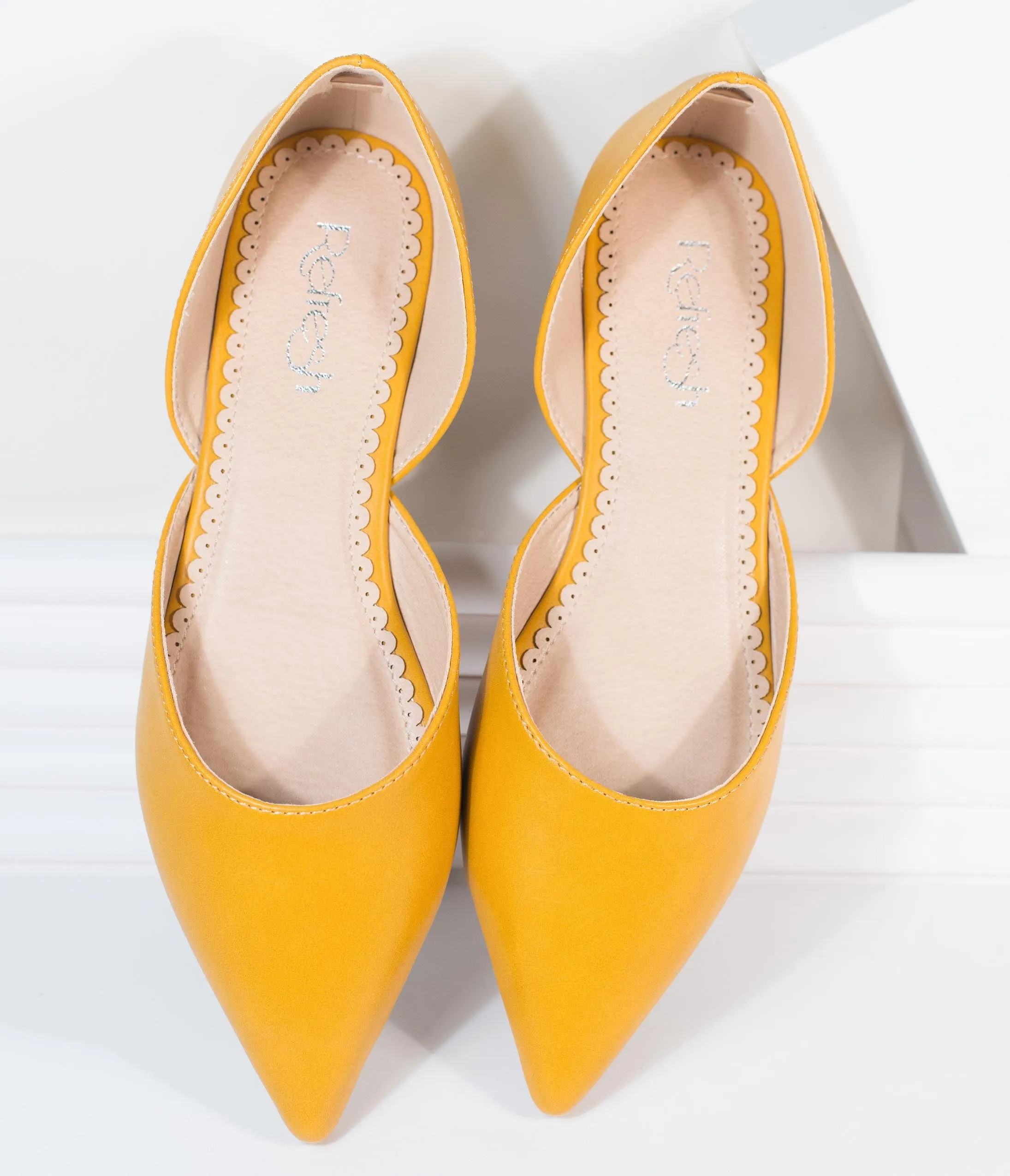 Mustard Leatherette Pointed Toe Flats