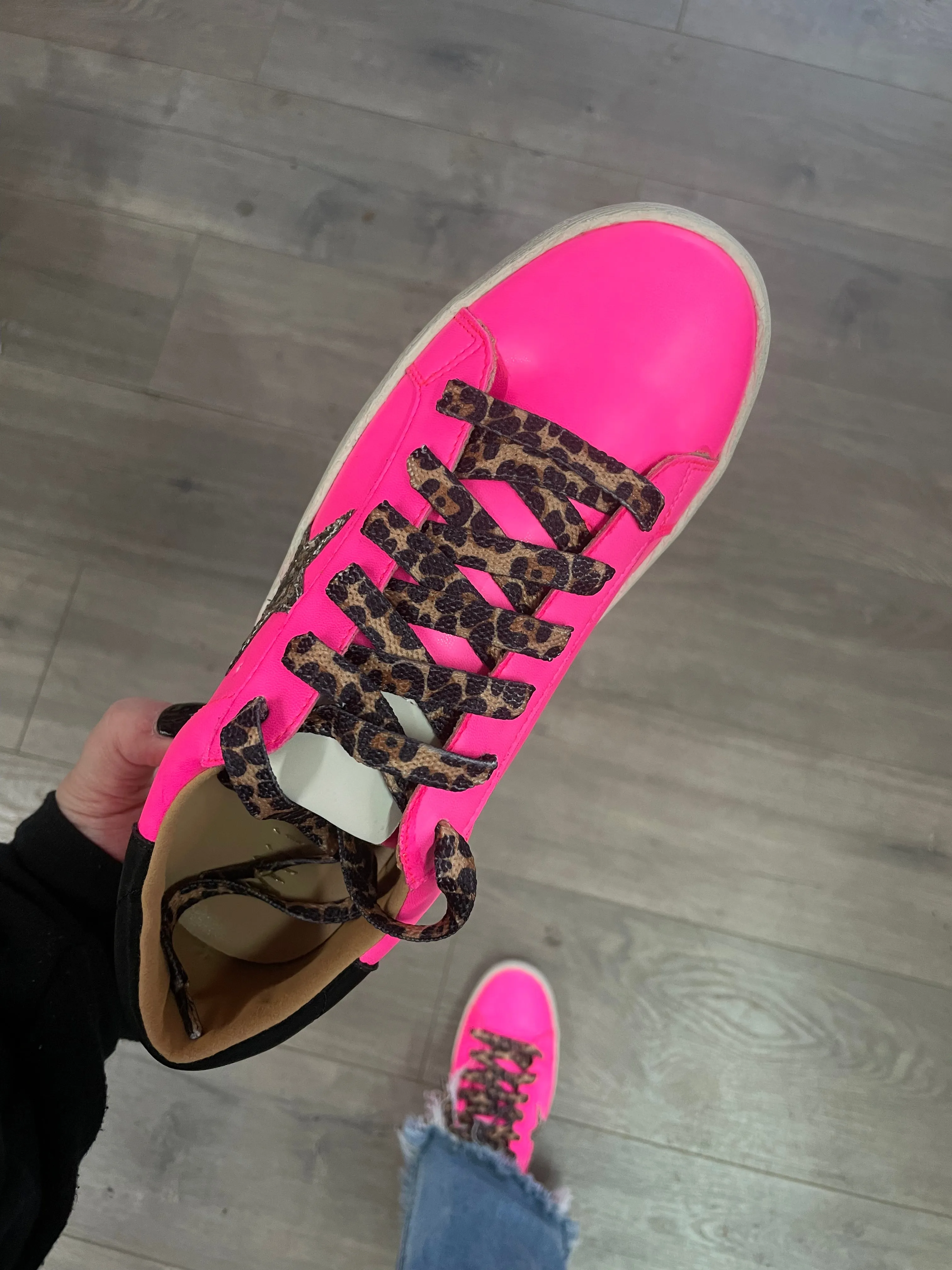 Neon Pink Star Sneakers