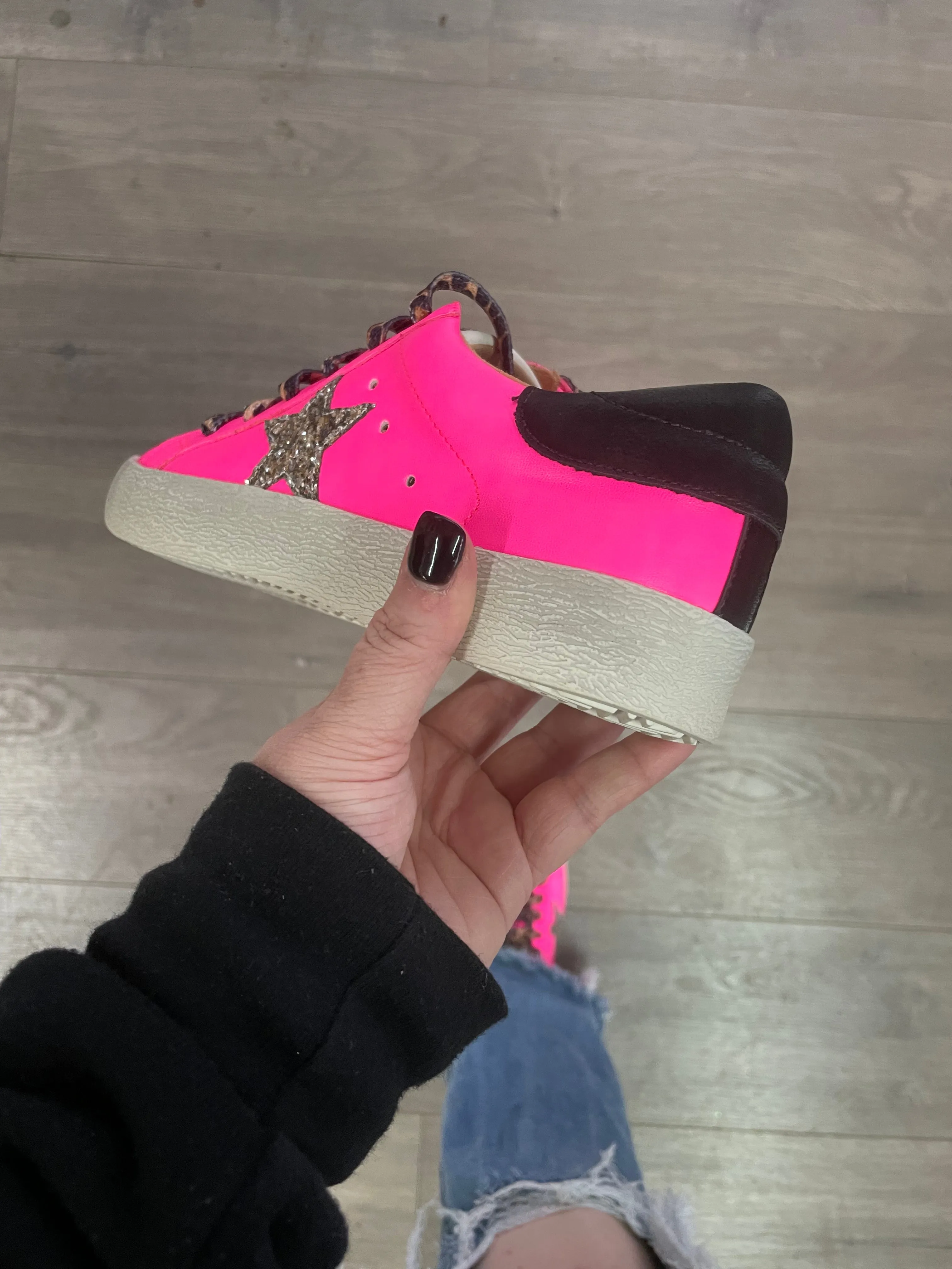 Neon Pink Star Sneakers