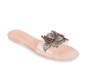 Nude Rhinestone Flower W/ Jelly Slide Sandal