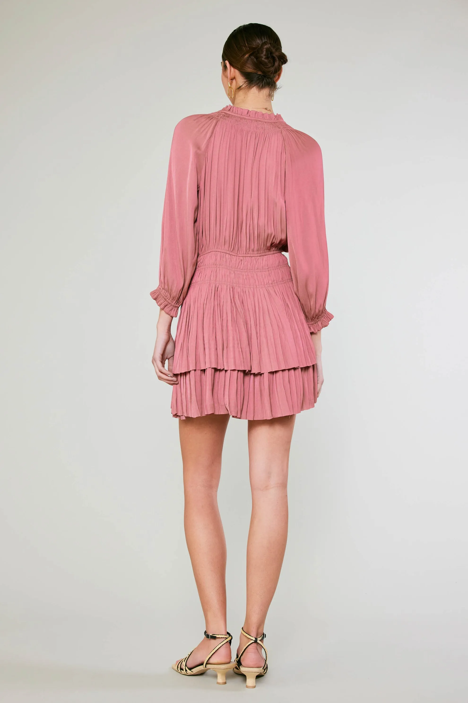 NYLAND Isabella Pleated 3/4 Sleeve Mini Dress