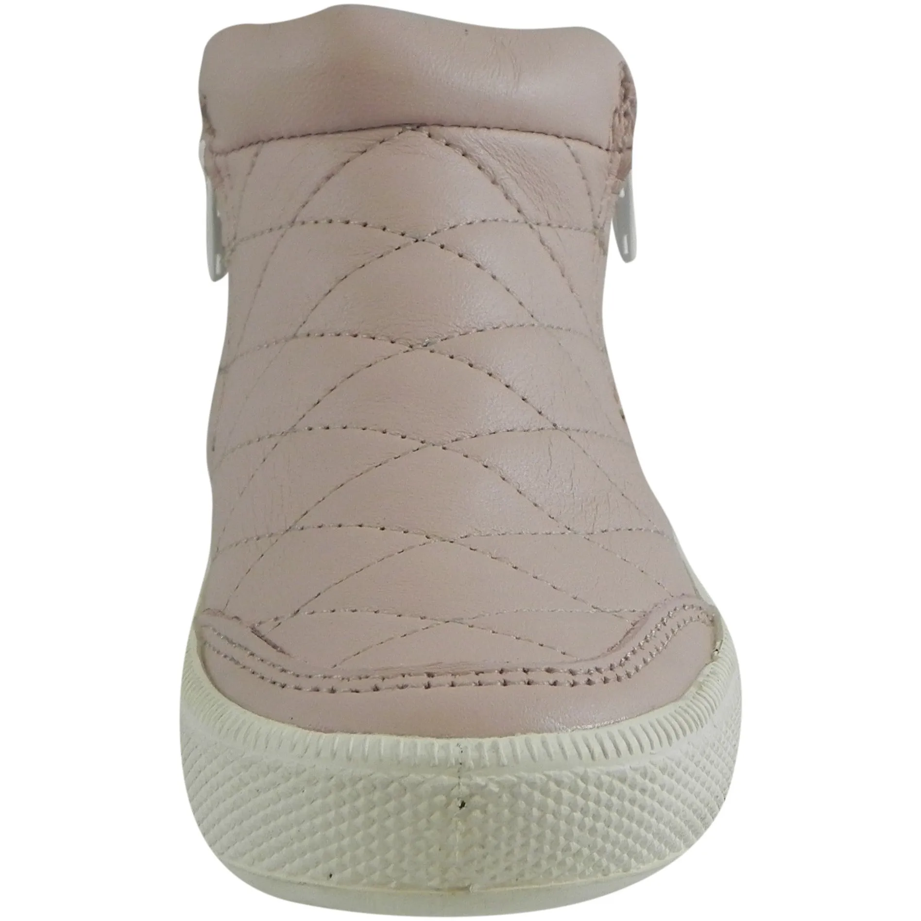 Old Soles Girl's Zip Daley Powder Pink Quilted Leather Zipper High Top Sneaker Shoe