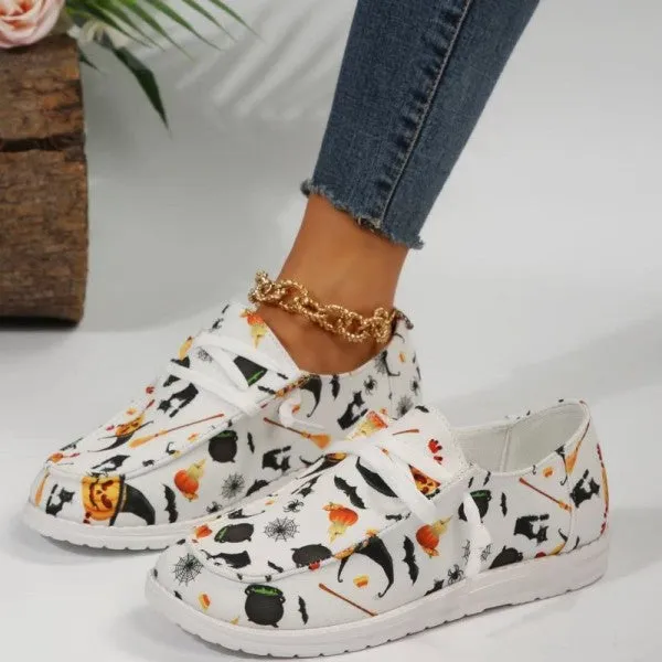 Purpdrank - White Casual Patchwork Printing Round Comfortable Out Door Shoes