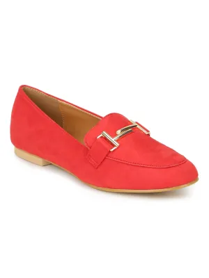 Red Micro Loafer Belly Flats