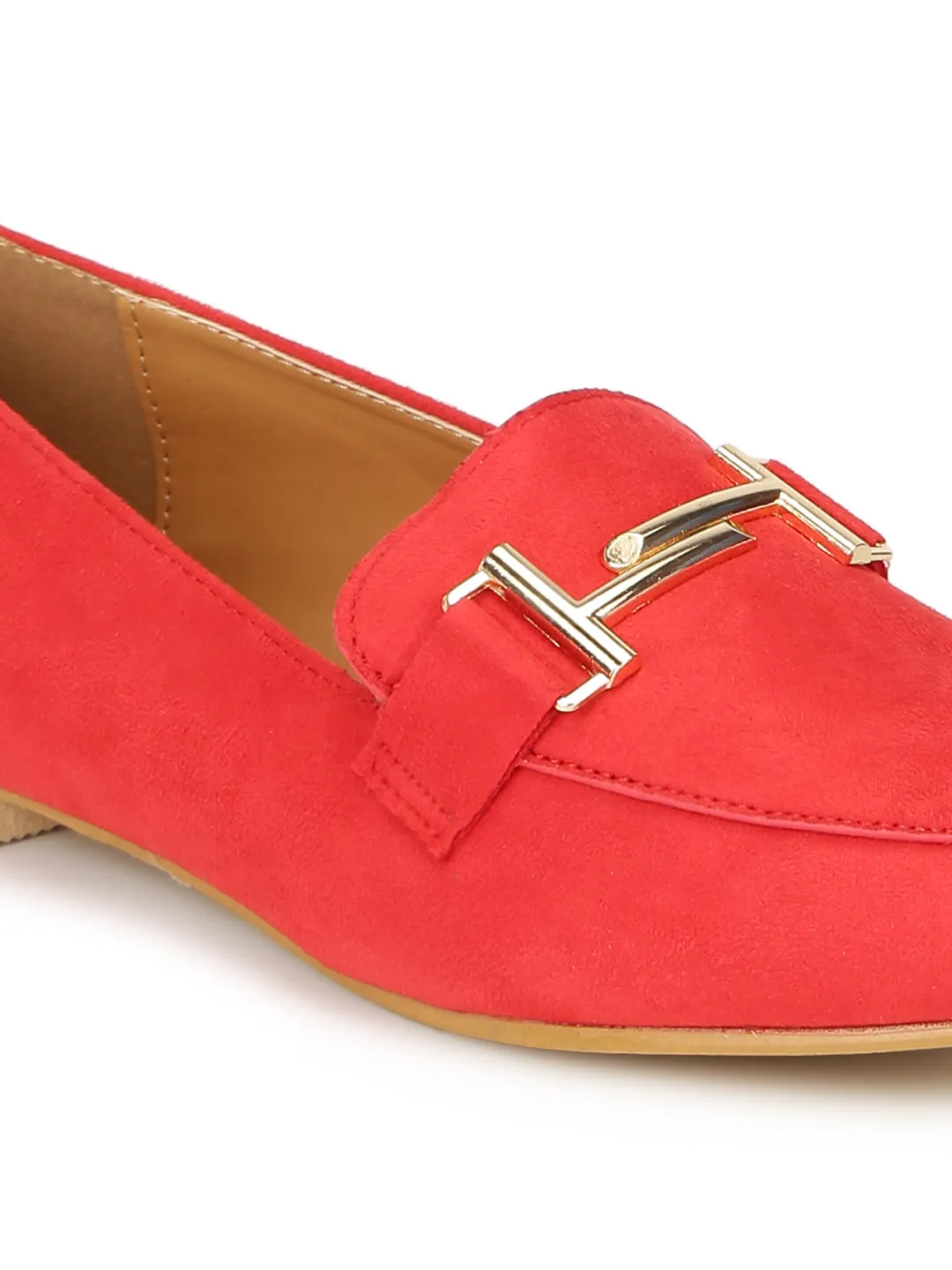 Red Micro Loafer Belly Flats