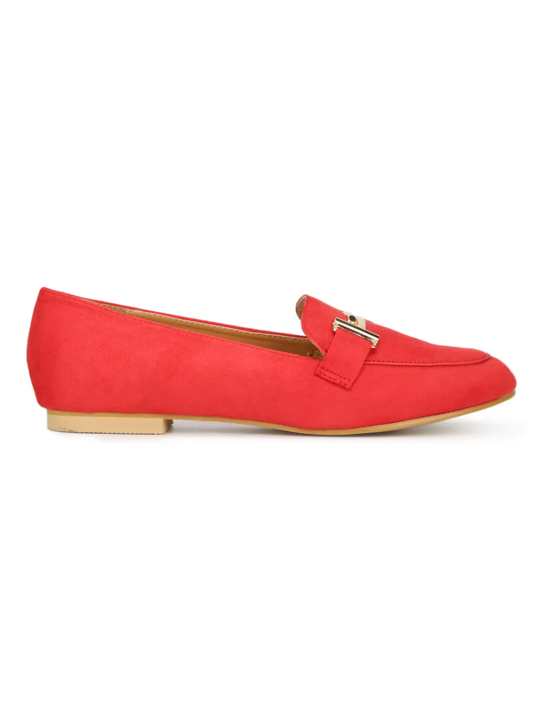 Red Micro Loafer Belly Flats