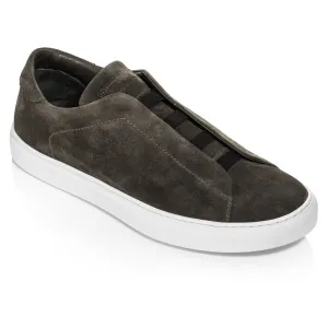 Stone Grey Suede Slip On Sneaker