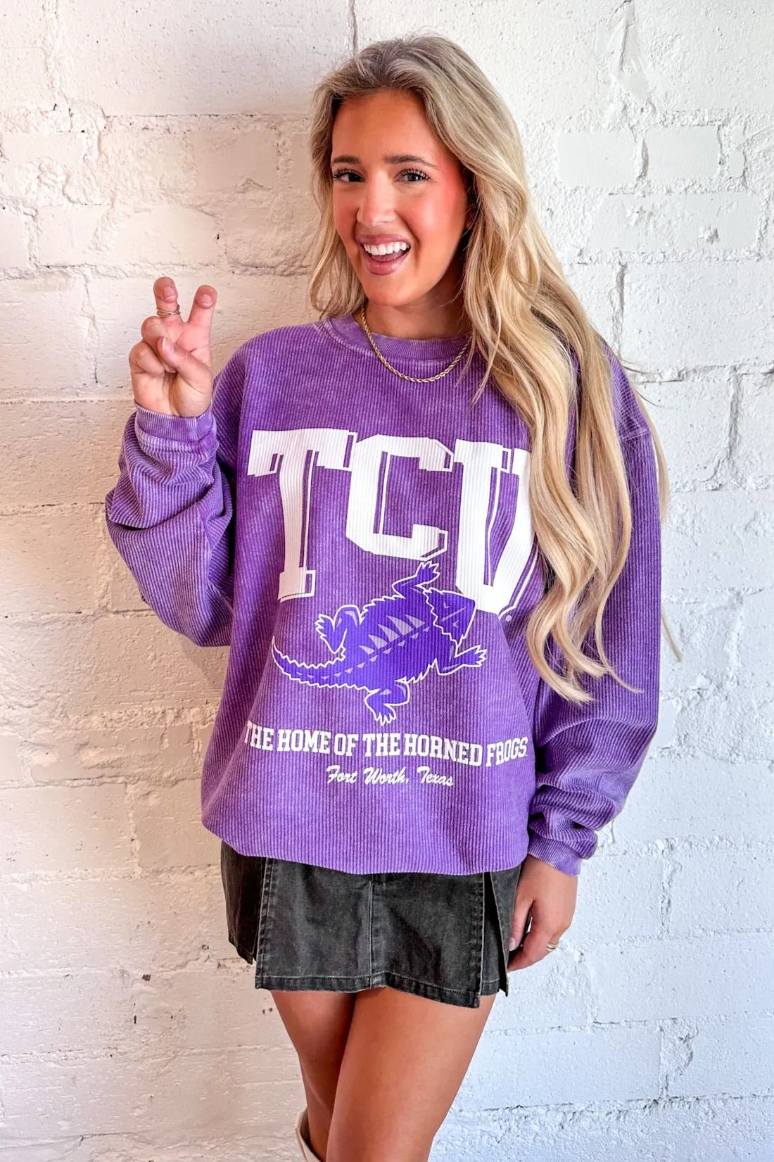 TCU Mascot Cord Sweatshirt