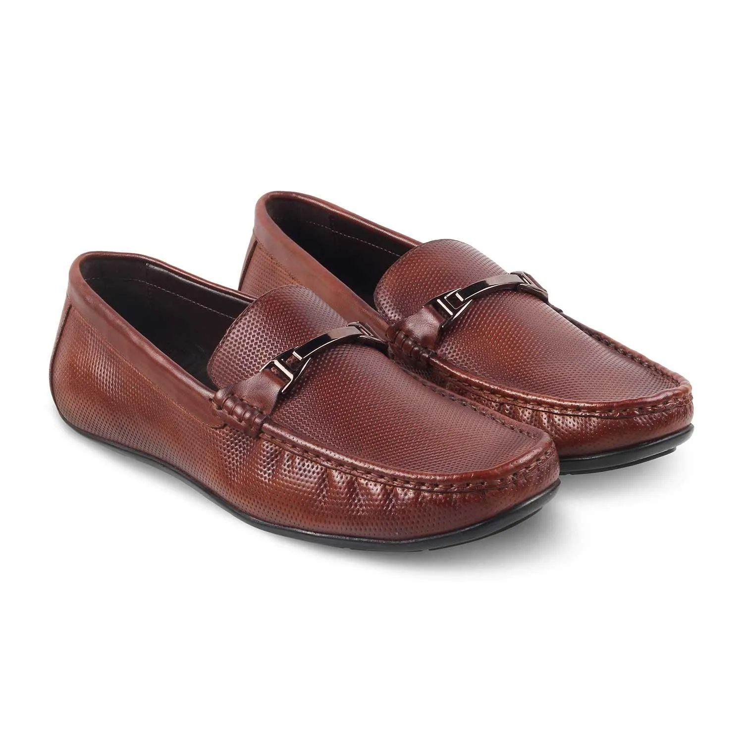 The Abianca Tan Men's Leather Driving Loafers Tresmode