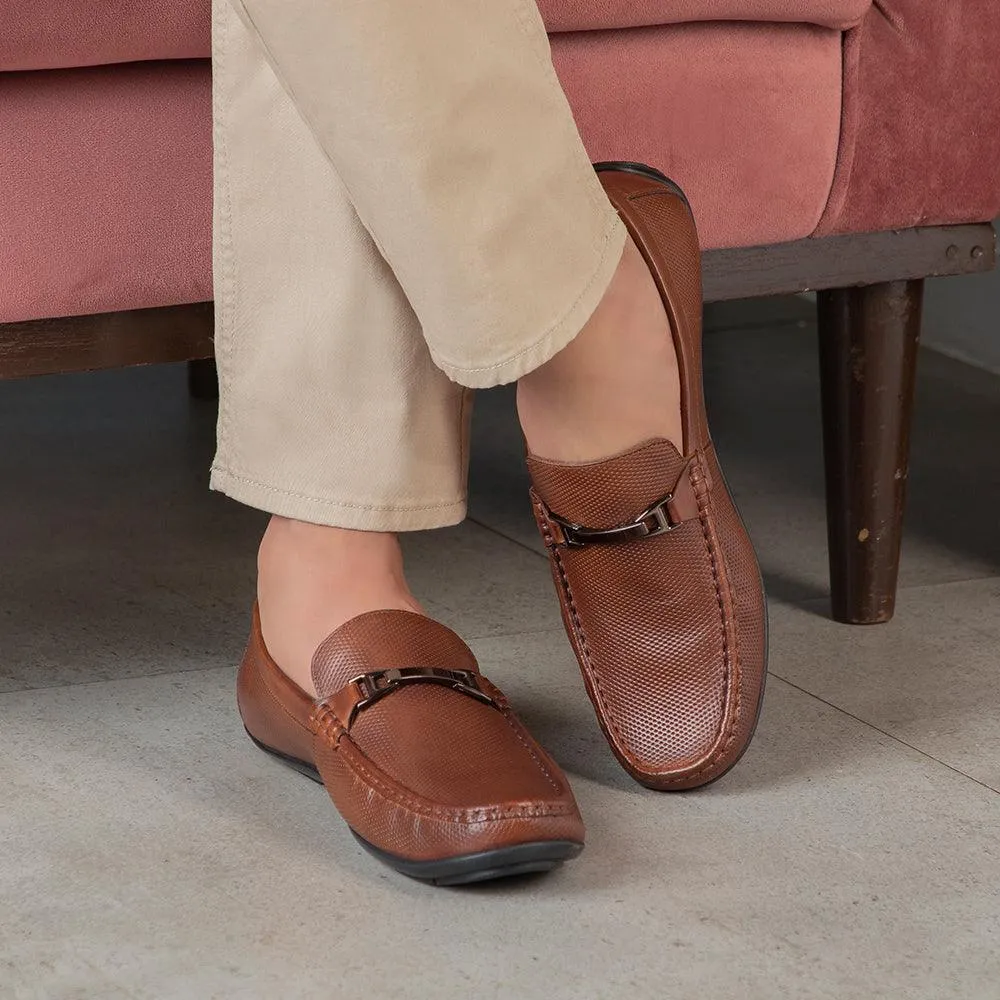 The Abianca Tan Men's Leather Driving Loafers Tresmode