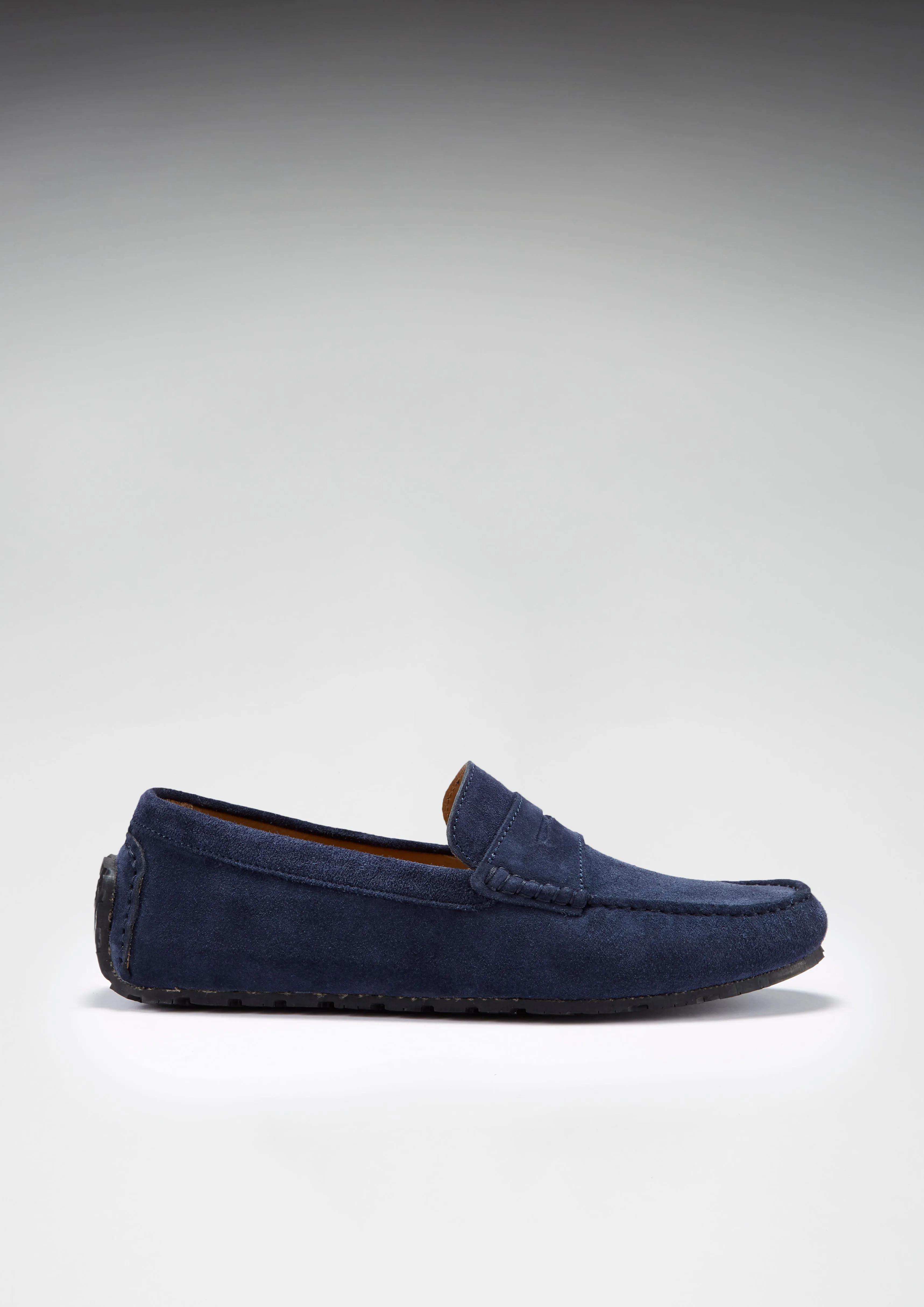 Tyre Sole Penny Driving Loafers, navy blue suede