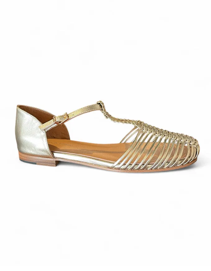 UGuys Pale Gold Leather Flats