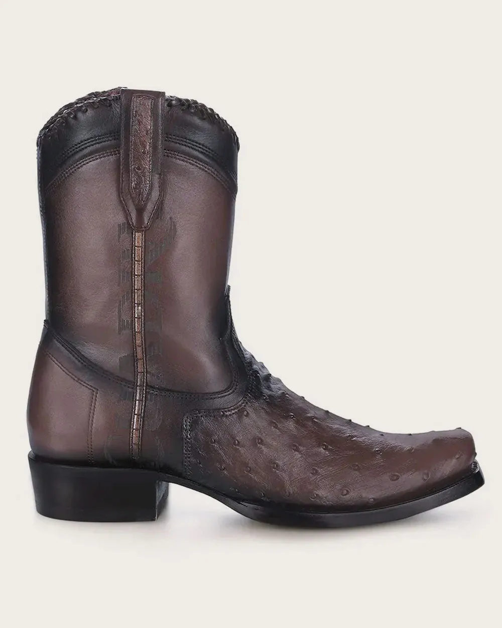 Western casual dark brown exotic boot