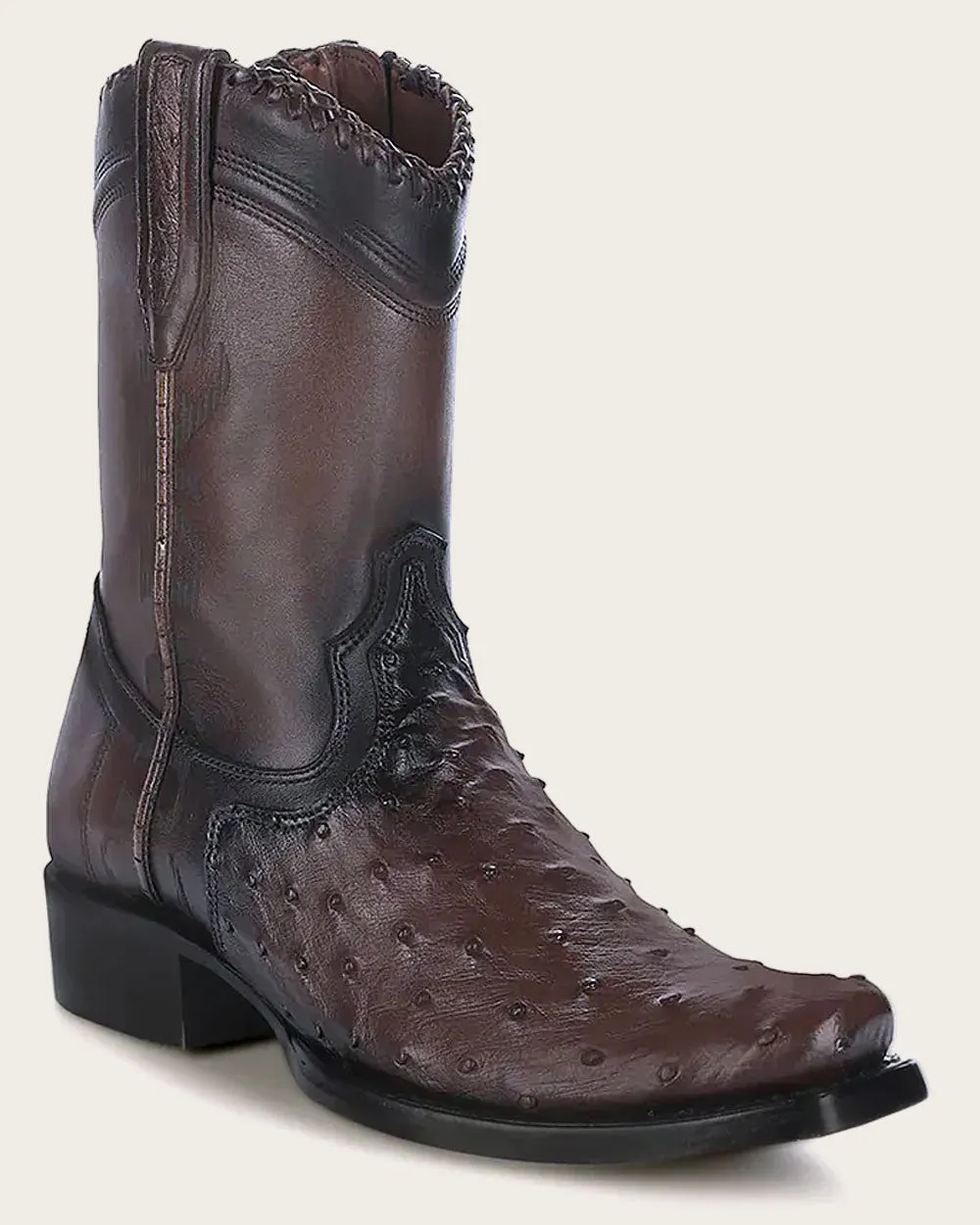 Western casual dark brown exotic boot