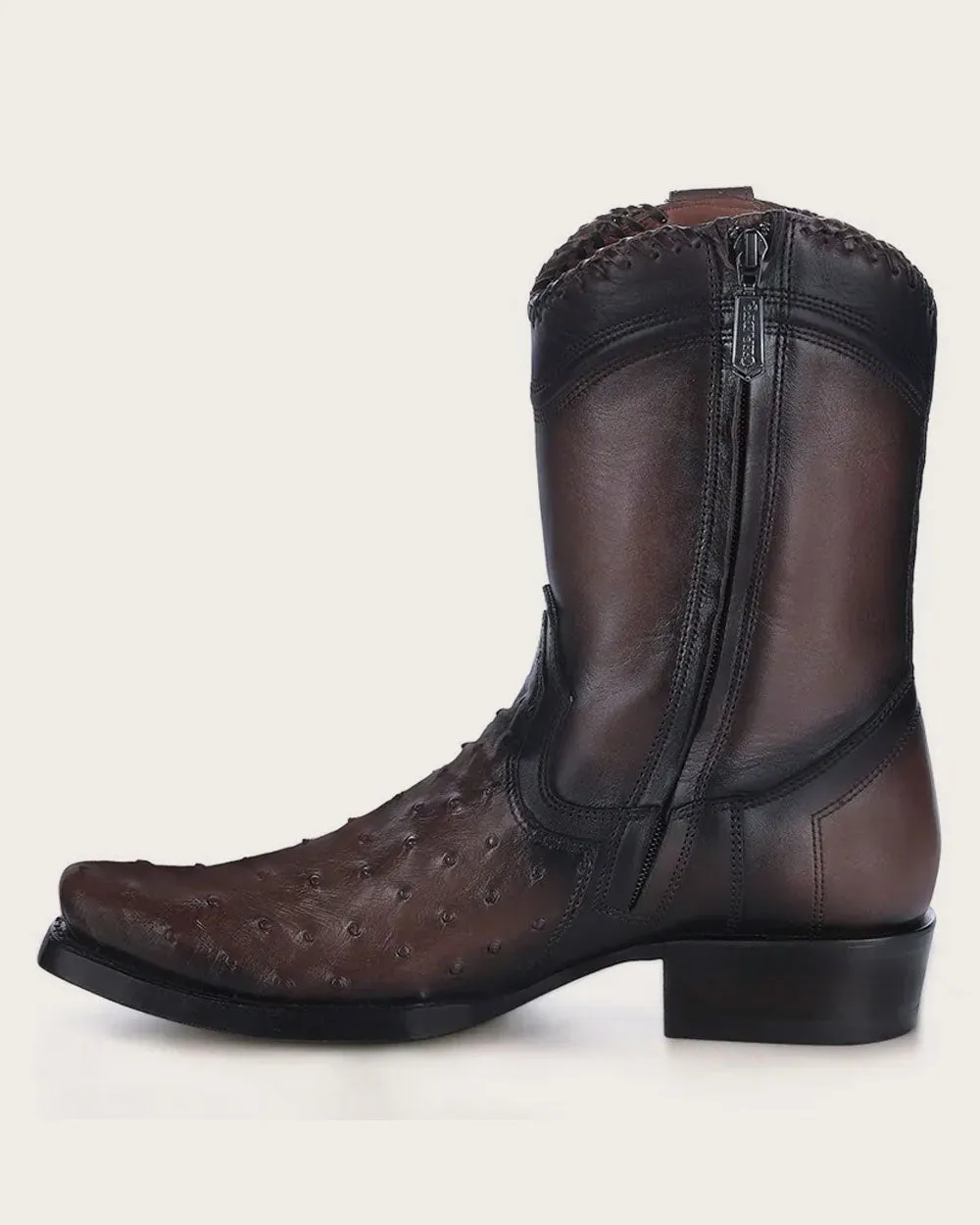 Western casual dark brown exotic boot