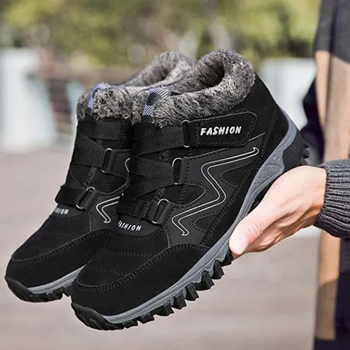 Women's fur lining anti-slip sneakers keep warm slip on walking shoes