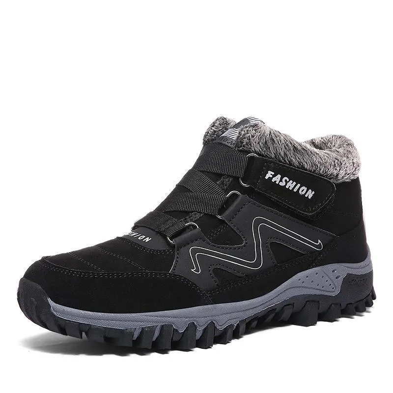 Women's fur lining anti-slip sneakers keep warm slip on walking shoes